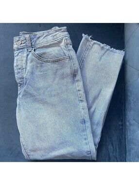 John Galt Jeans Shanghai Women M Straight Leg Light Blue 100% Cotton Button Fly